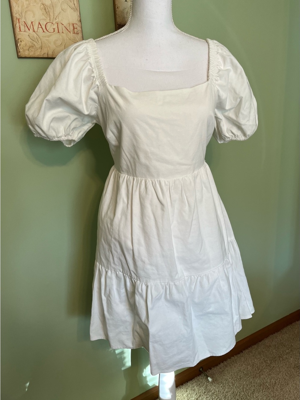 Summer White Mini Dress Fully Lined, by “Vernacular” - Size L